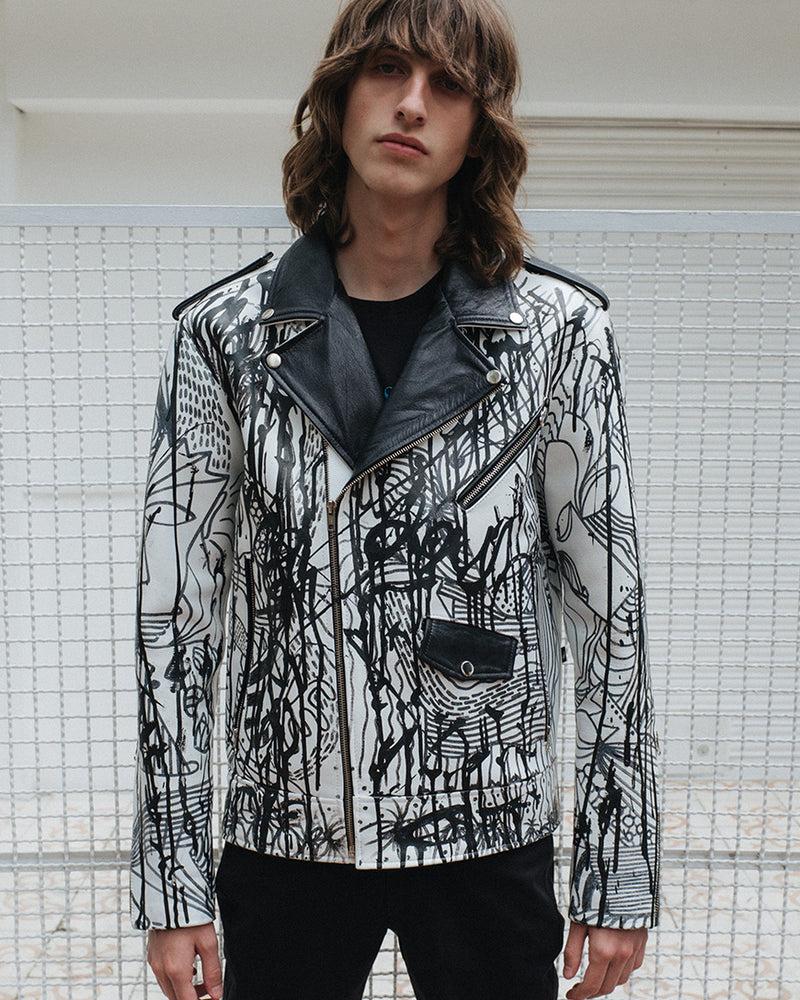 MAGIC LEATHER JACKET - Black&White