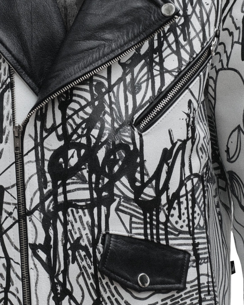 MAGIC LEATHER JACKET - Black&White
